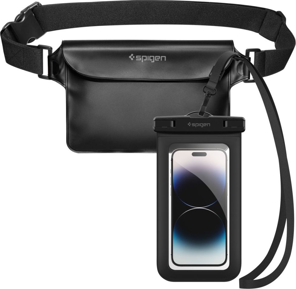 SPIGEN A621 UNIVERSAL WATERPROOF CASE & WAIST BAG BLACK