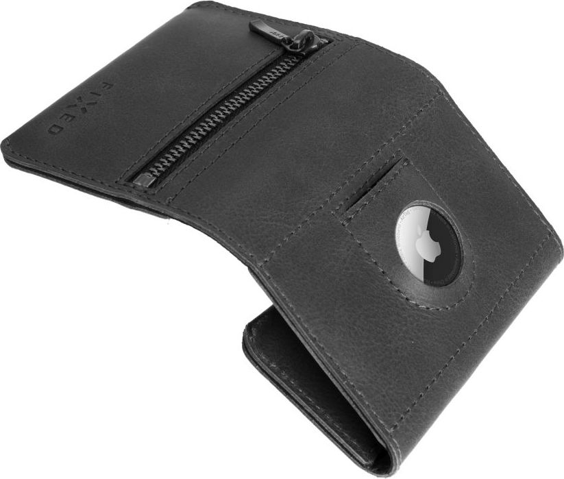 Kožená peněženka FIXED Tripple Wallet for AirTag z pravé hovězí kůže, černá