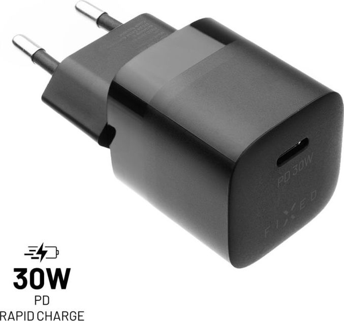 Síťová nabíječka FIXED Mini s USB-C výstupem a podporou PD, 30W, černá