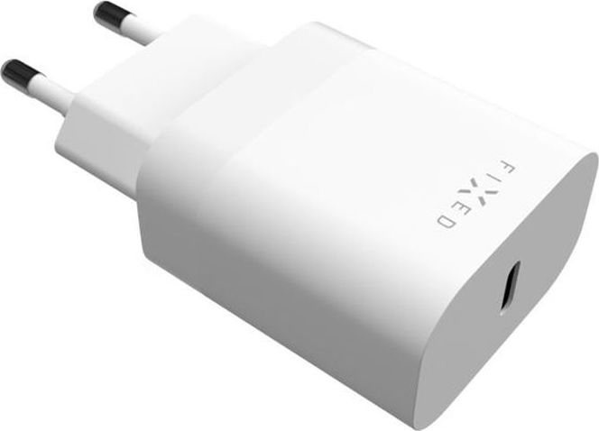 Síťová nabíječka FIXED s USB-C výstupem a podporou PD, 20W, bílá