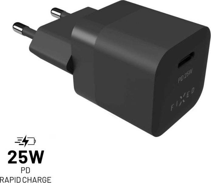 Síťová nabíječka FIXED Mini s USB-C výstupem a podporou PD, 25W, černá