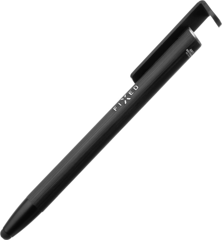 Propiska 3v1 se stylusem a stojánkem FIXED Pen, antibakteriální povrch, hliníkové tělo, černá