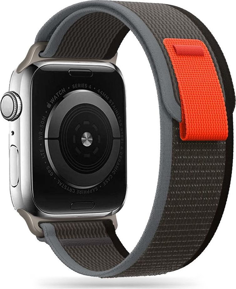 TECH-PROTECT NYLON APPLE WATCH 4 / 5 / 6 / 7 / 8 / 9 / SE / ULTRA 1 / 2 (42 / 44 / 45 / 49 MM) BLACK/ORANGE