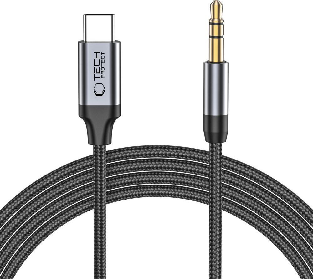 TECH-PROTECT ULTRABOOST TYPE-C TO AUX MINI JACK 3.5MM CABLE 100CM BLACK