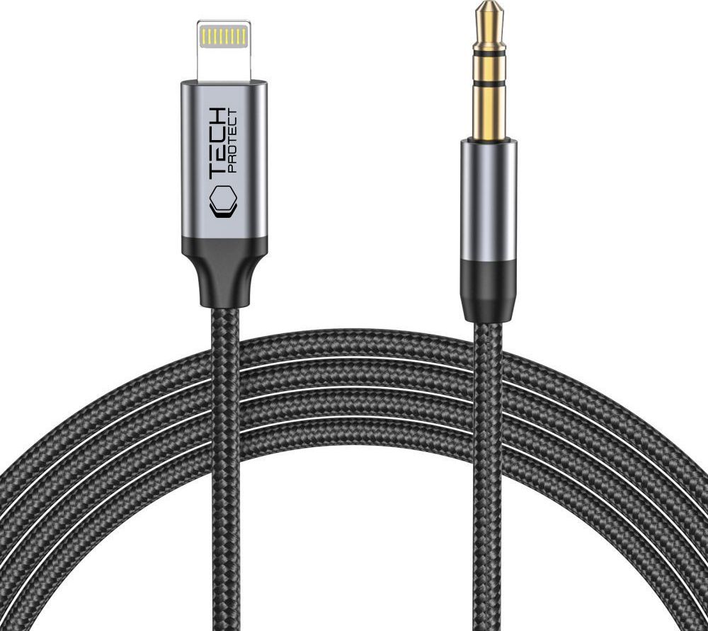 TECH-PROTECT ULTRABOOST LIGHTNING TO AUX MINI JACK 3.5MM CABLE 100CM BLACK