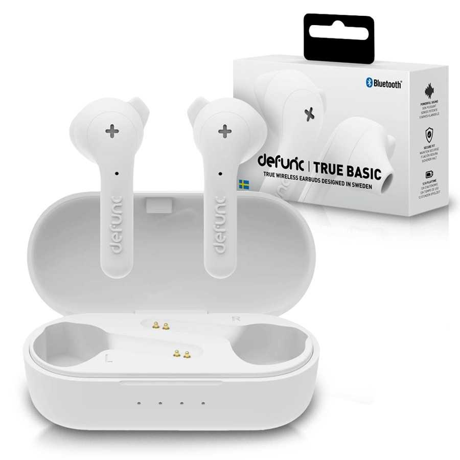 DeFunc 5.0 True Bluetooth Basic bezdrátová sluchátka s dobíjecím pouzdrem, bílá