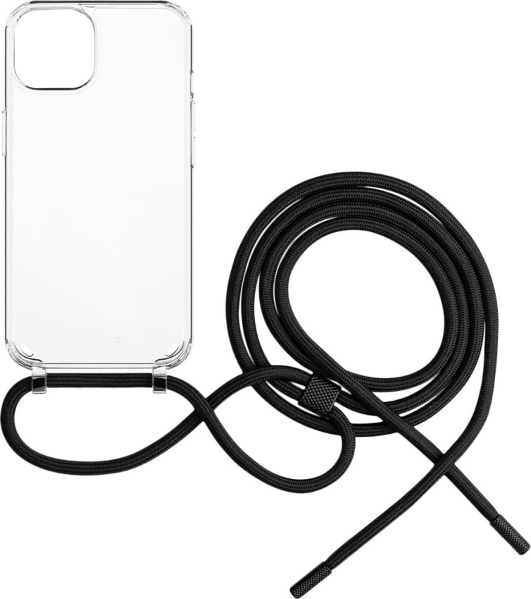 Pouzdro FIXED Pure Neck s černou šňůrkou na krk pro Apple iPhone 14 Plus
