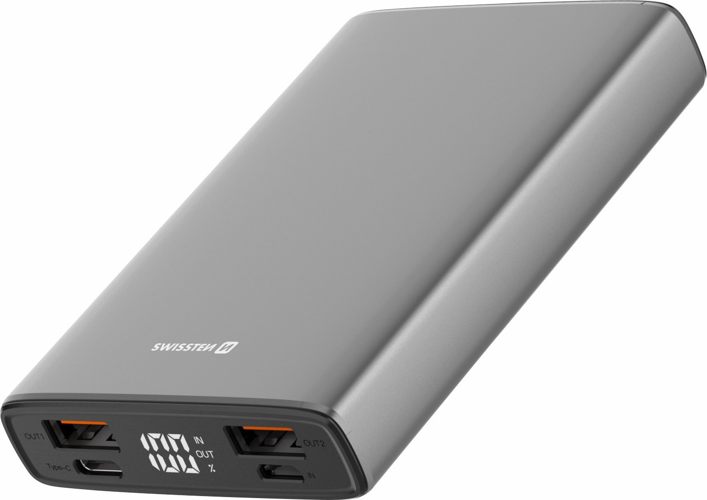 Levně SWISSTEN Aluminium Power Bank 10000 mAh 20W Power Delivery Grey