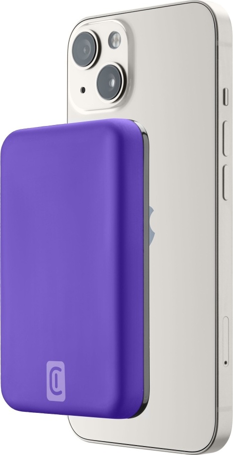 Powerbanka Cellularline MAG 5000 s bezdrátovým nabíjením a podporou Magsafe, 5000 mAh, fialová