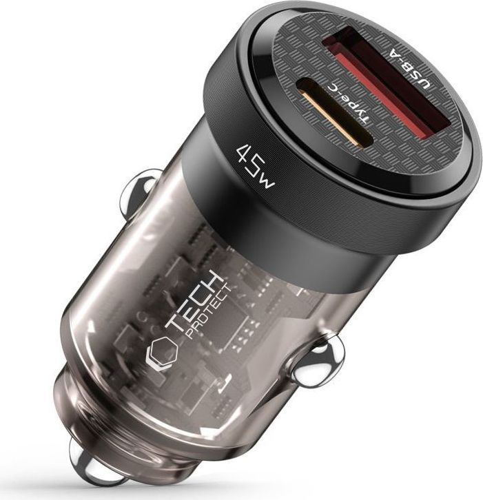 TECH-PROTECT nabíjecí adaptér do auta CC45W 2-PORT CAR CHARGER PD45W/QC3.0 BLACK
