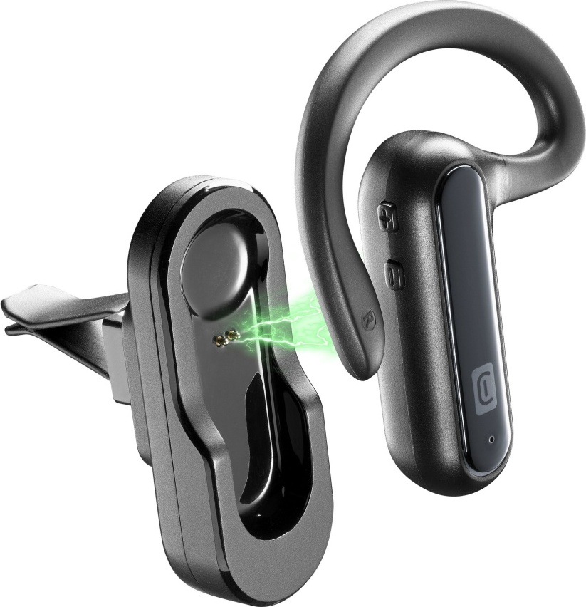 Bluetooth headset Cellularline CAR FLAT včetně nabíjecí základny do auta, černý