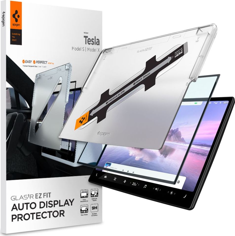 Levně Tvrzené sklo SPIGEN GLAS.TR ”EZ FIT” TESLA MODEL X 2022-2026 / MODEL S 2021-2026 BLACK