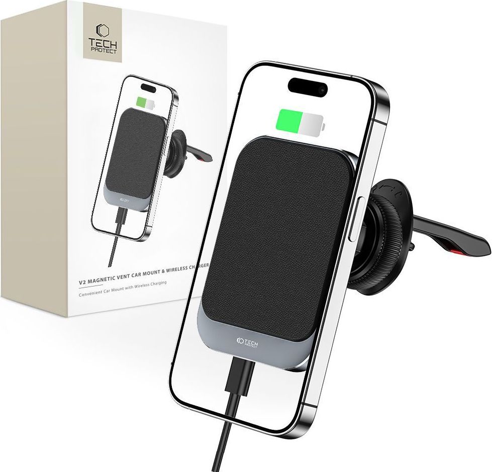 TECH-PROTECT MM15W-V2 MAGNETIC MAGSAFE VENT CAR MOUNT WIRELESS CHARGER 15W BLACK