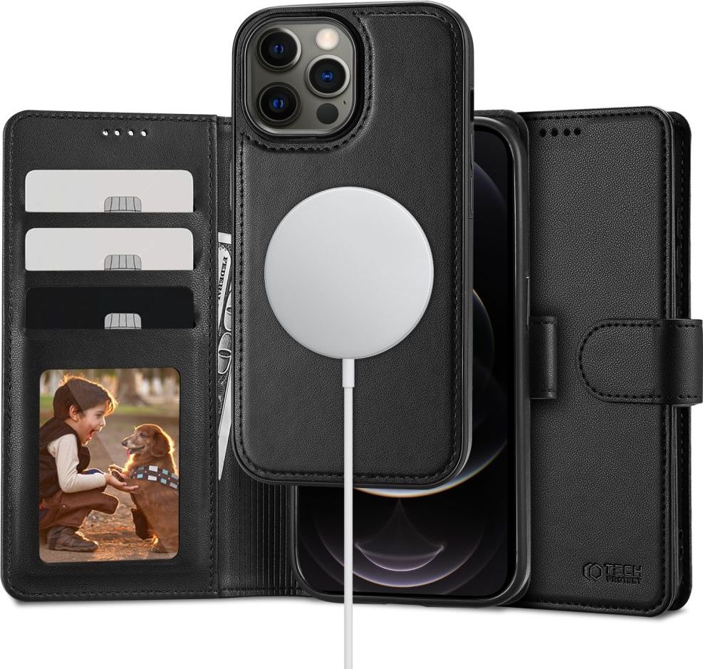 TECH-PROTECT ZAVÍRACÍ POUZDRO WALLET MAGSAFE IPHONE 12 / 12 PRO BLACK