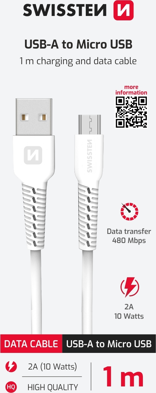 NABÍJECÍ KABEL SWISSTEN USB-C / LIGHTNING 1,0 M ČERNÝ