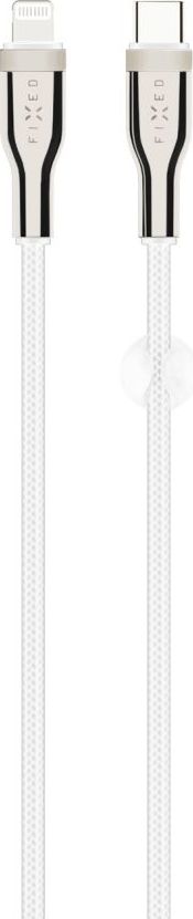 Dlouhý nabíjecí a datový opletený kabel FIXED s konektory USB-C/Lightning a podporou PD, 2 m, MFI, bílý