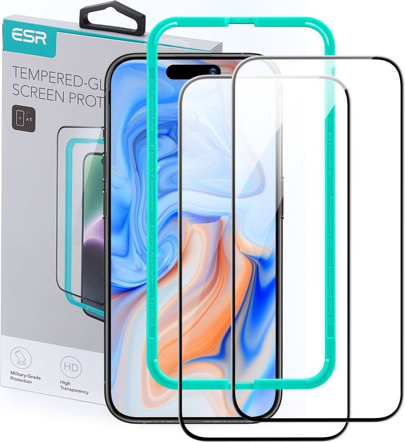 Tvrzené sklo ESR TEMPERED GLASS 2-PACK IPHONE 15 BLACK