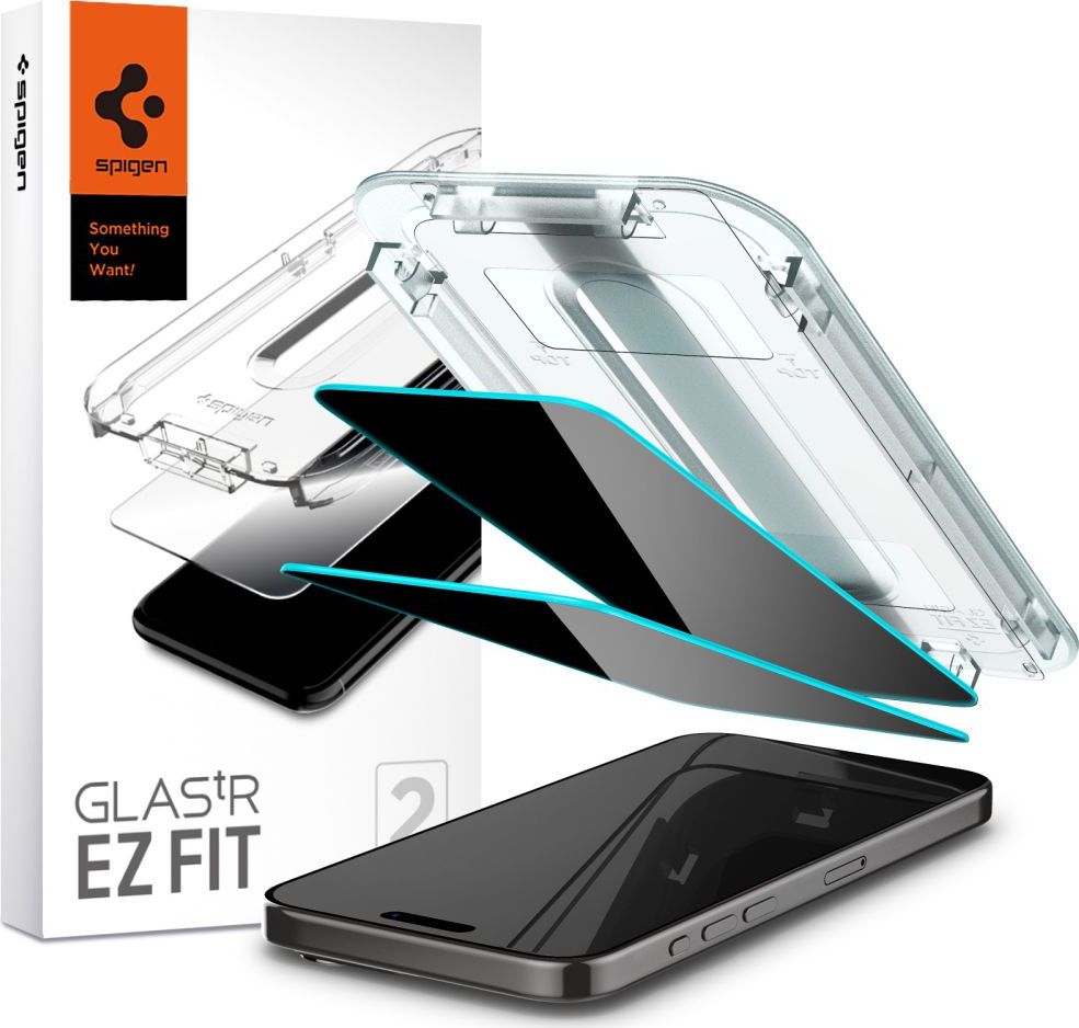 Tvrzené sklo SPIGEN GLAS.TR ”EZ FIT” 2-PACK IPHONE 15 PRO PRIVACY