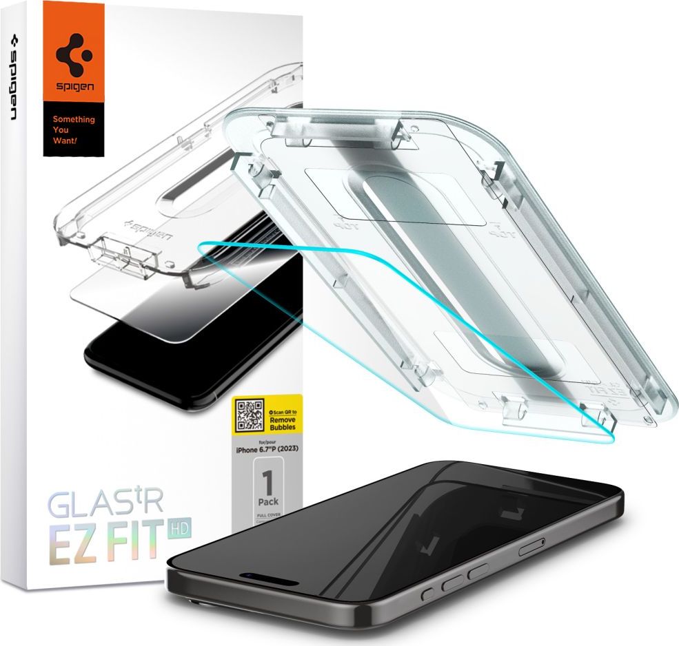 Tvrzené sklo SPIGEN GLAS.TR ”EZ FIT” IPHONE 15 PRO MAX CLEAR