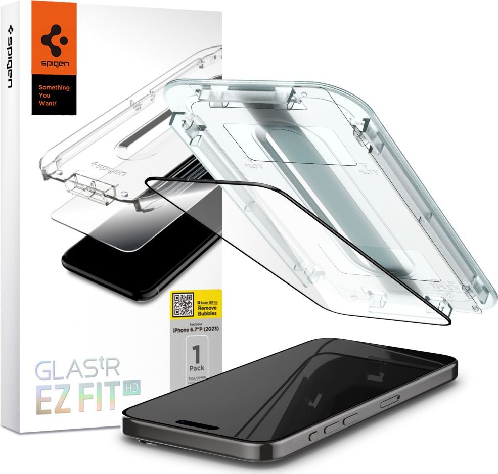 Tvrzené sklo SPIGEN GLAS.TR ”EZ FIT” FC IPHONE 15 PRO MAX BLACK