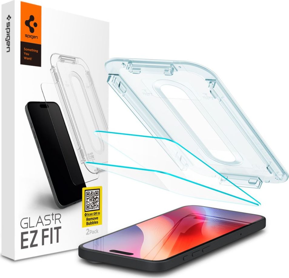 Tvrzené sklo SPIGEN GLAS.TR ”EZ FIT” 2-PACK IPHONE 15 / 16 CLEAR
