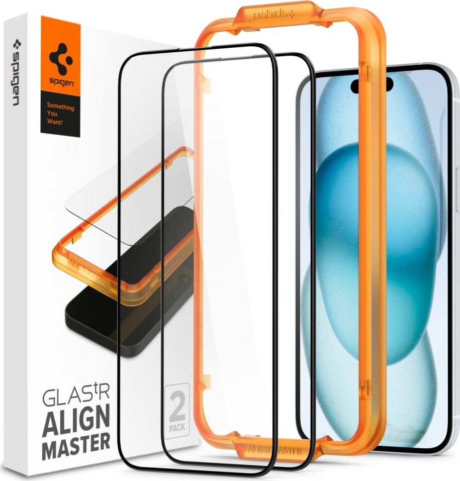 Tvrzené sklo SPIGEN ALM GLASS FC 2-PACK IPHONE 15 BLACK
