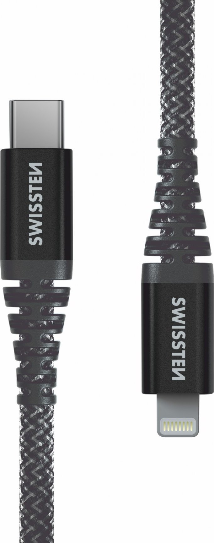 DATOVÝ KABEL SWISSTEN KEVLAR USB-C / LIGHTNING 1,5 M ANTRACIT