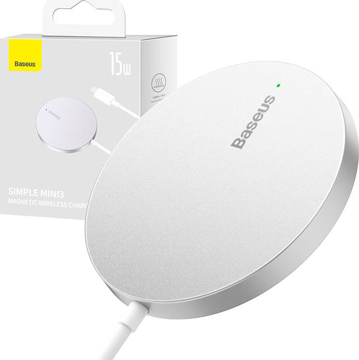 Magnetická bezdrátová nabíječka Baseus Simple Mini3 15W (stříbrná)