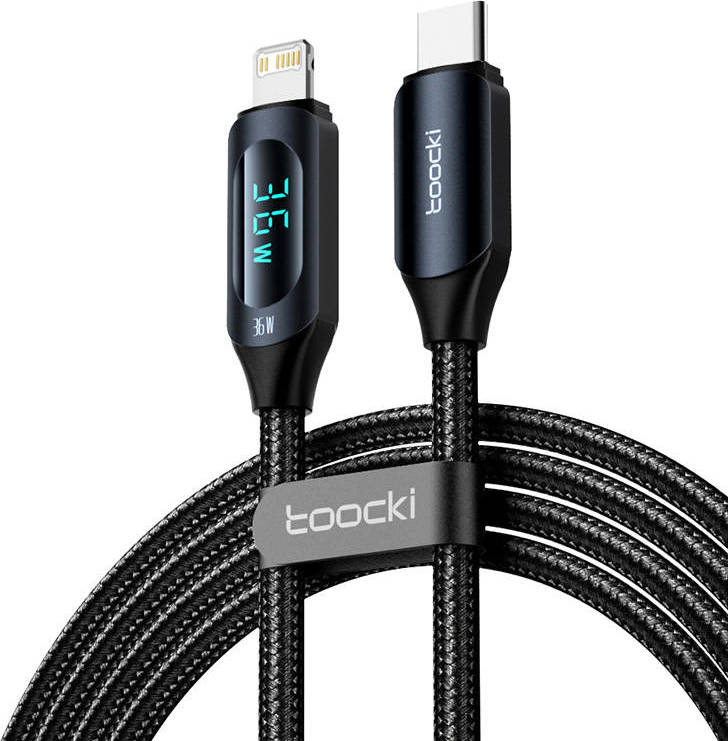 Toocki nabíjecí kabel USB-C s Lightning, 1m, 36W (černý)