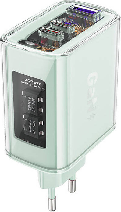 Síťový nabíjecí adaptér Wall charger Acefast A45, 2x USB-C, 1xUSB-A, 65W PD (green)