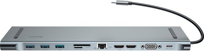 Baseus Enjoyment Series dokovací stanice HD HUB typu C(PD/HD4K*2/VGA/RJ45/SD/TF/USB*3/Audio*1/Stand)Tmavě šedý