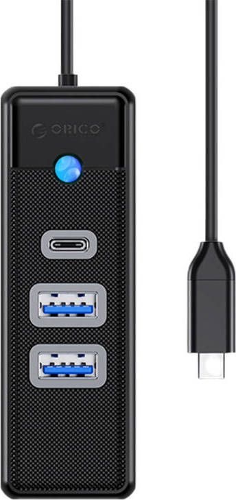 Orico Hub adaptér USB-C na 2x USB 3.0 + USB-C, 5 Gb/s, 0,15 m (černý)