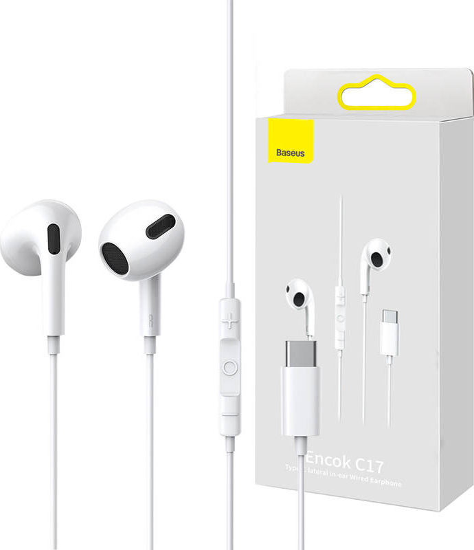 Sluchátka Baseus Encok C17 s USB-C konektorem (bílá)