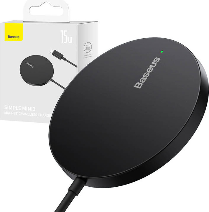 Magnetická bezdrátová nabíječka Baseus Simple Mini3 15W (černá)