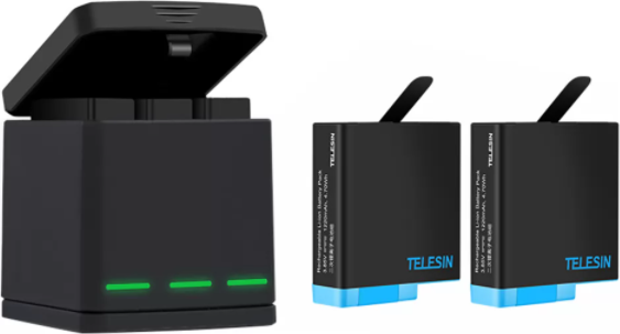 Tříslotový nabíjecí box Telesin pro GoPro Hero 5/6/7/8 + 2 baterie (GP-BNC-801)