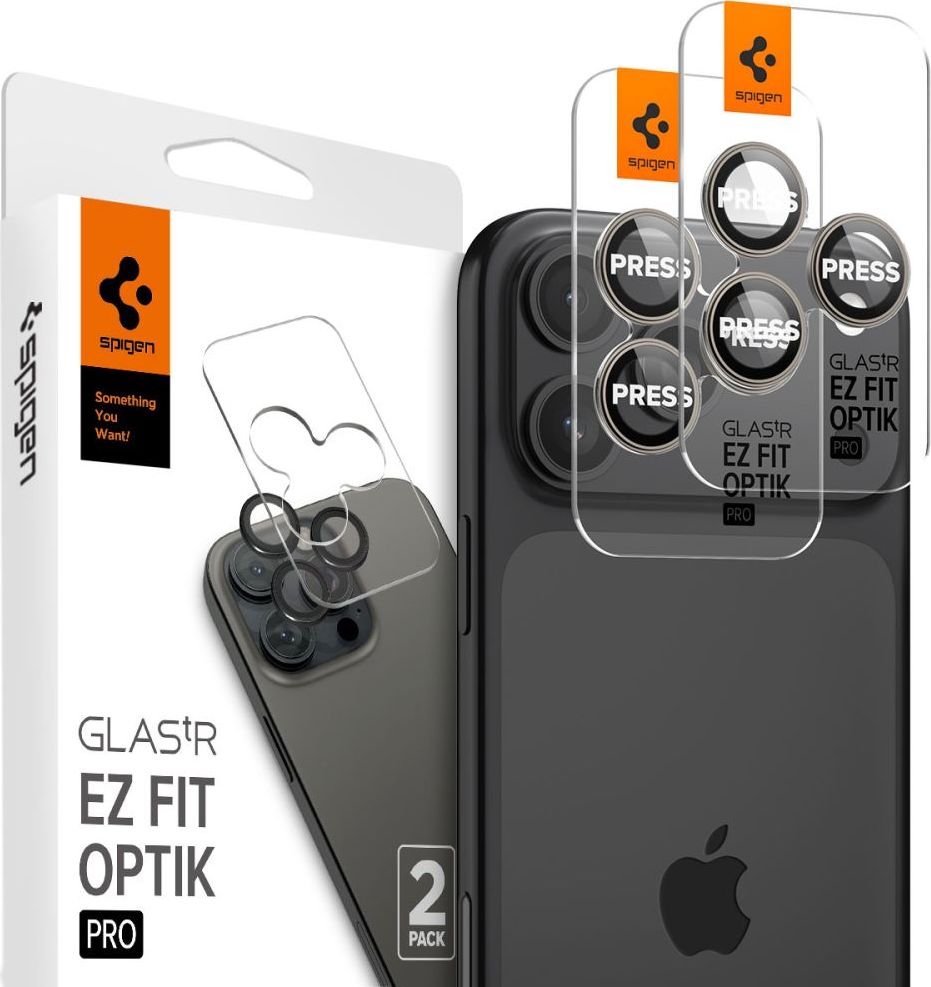 Ochranné sklo na čočky fotoaparátu SPIGEN OPTIK.TR ”EZ FIT” CAMERA PROTECTOR 2-PACK IPHONE 14 PRO / 14 PRO MAX / 15 PRO / 15 PRO MAX NATURAL TITANIUM
