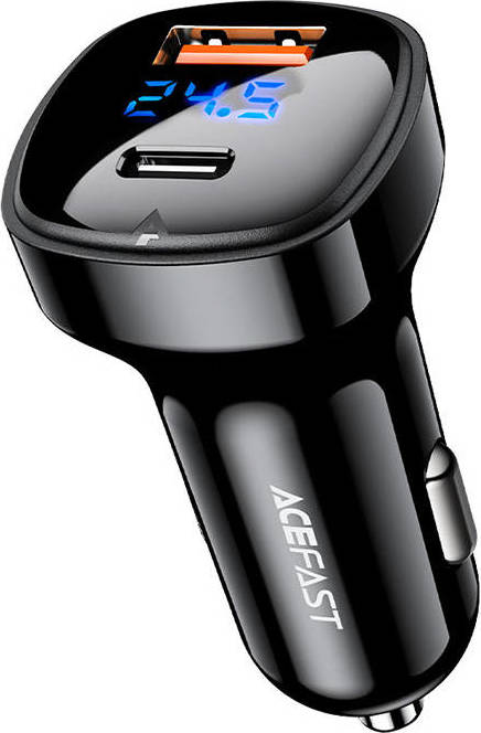 Nabíječka do auta Acefast B4, 66 W, USB-C + USB, s displejem (černá)