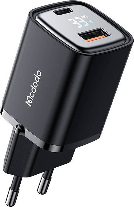Nabíječka McDodo CH-1701 33W s USB-C a USB-A s displejem (černá)
