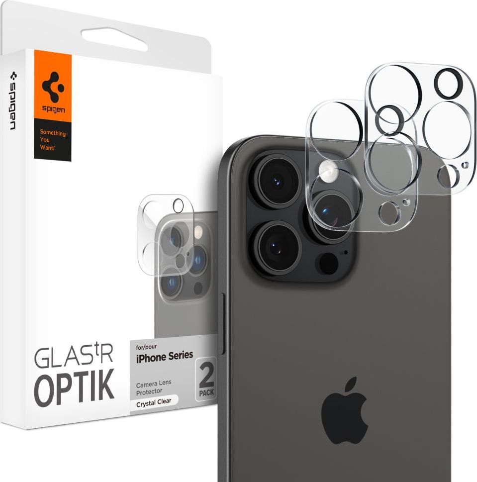 Ochranné sklo na čočku telefonu SPIGEN OPTIK.TR CAMERA PROTECTOR 2-PACK IPHONE 14 PRO / PRO MAX / 15 PRO / PRO MAX CRYSTAL CLEAR