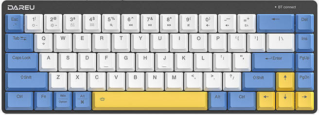Bezdrátová mechanická klávesnice Dareu EK868 Bluetooth (bílá&modrá&žlutá))