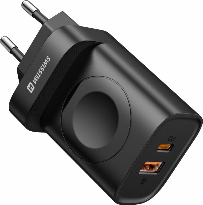 SWISSTEN síťový adaptér 1xUSB-A, 1xUSB-C a Apple Watch