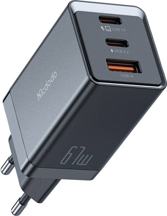 Mcdodo CH-1541 GaN síťová nabíječka, 2x USB-C, 1x USB, 67W (černá)