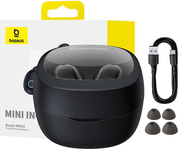 Bezdrátová sluchátka Baseus Bowie WM02 TWS, Bluetooth 5.0 (černá) OS