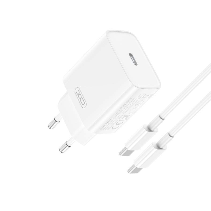 Rychlonabíječka XO CE15 PD 20W 1x USB-C + kabel USB-C, bílá