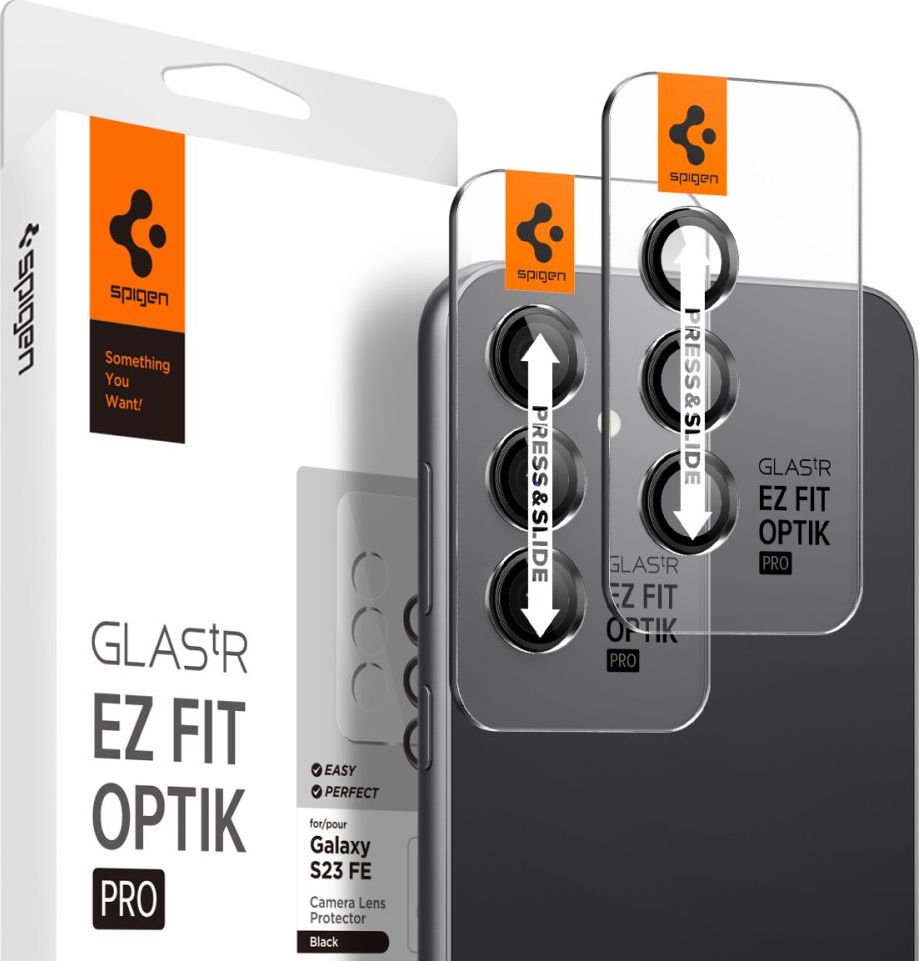 Ochrana čočky fotoaparátu SPIGEN OPTIK.TR ”EZ FIT” CAMERA PROTECTOR 2-PACK GALAXY S23 FE BLACK