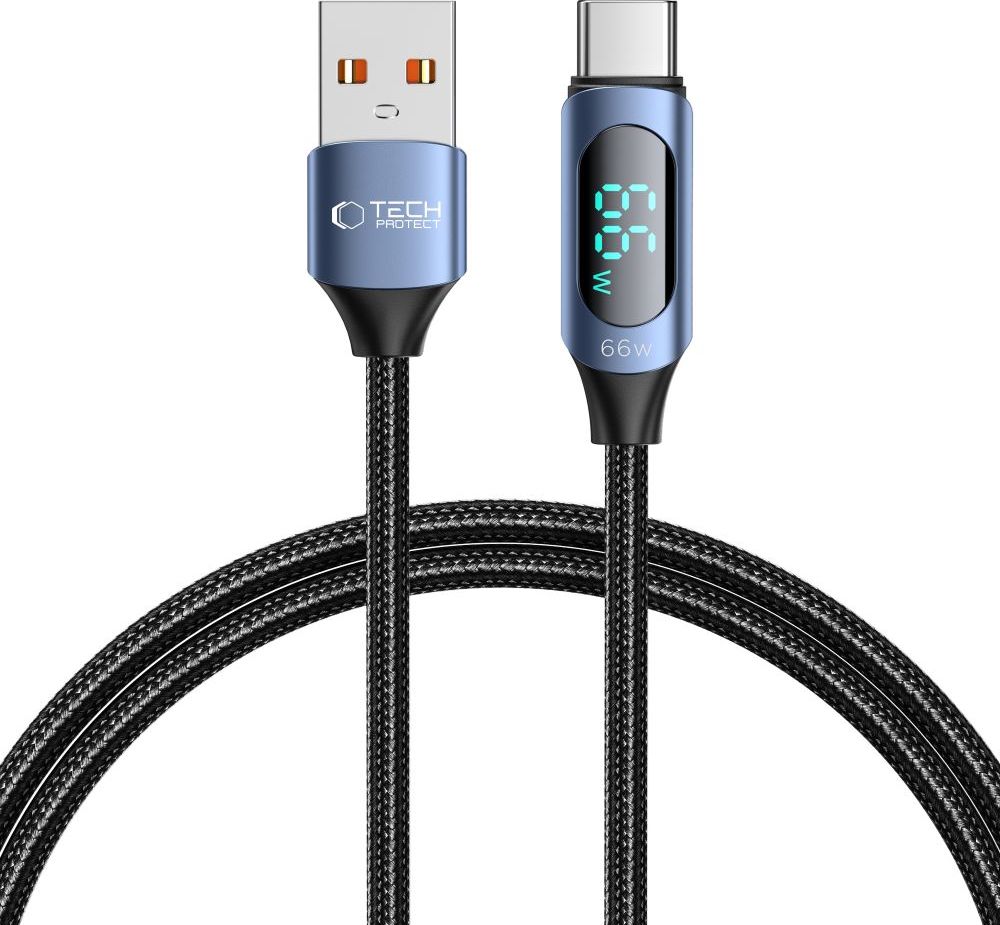 TECH-PROTECT ULTRABOOST LED TYPE-C CABLE 66W/6A 100CM BLUE