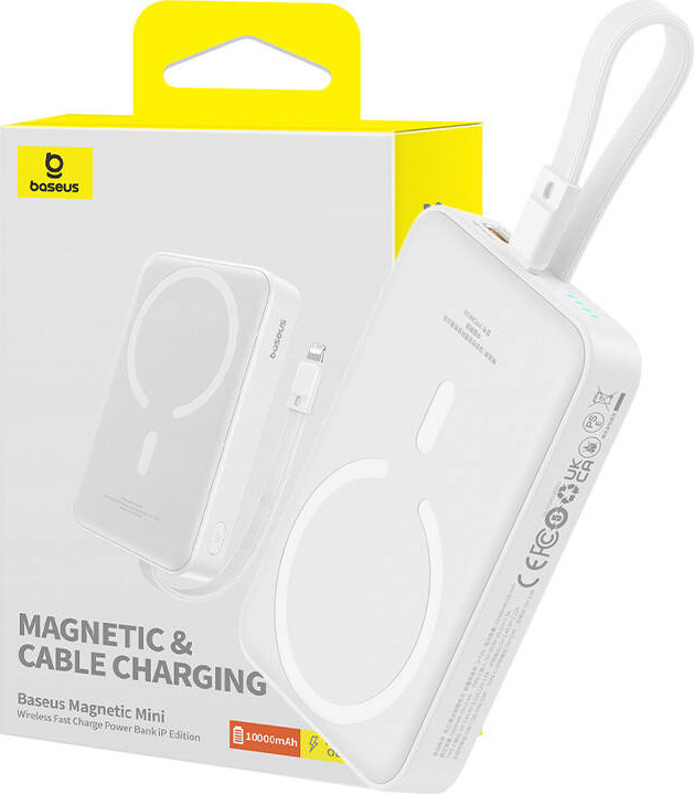 Power banka Baseus Magnetic Mini 10000mAh, USB-C 20W MagSafe pro iPhone (bílá)