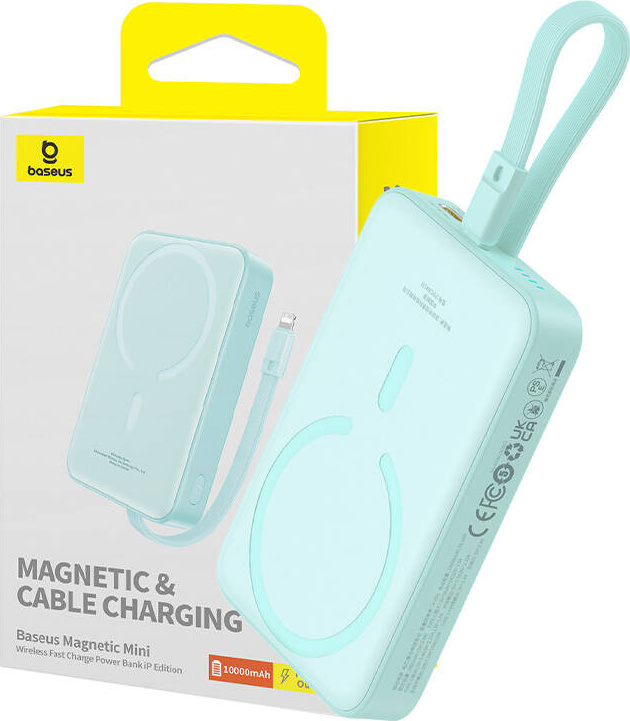 Power banka Baseus Magnetic Mini 10000mAh, USB-C 20W MagSafe pro iPhone (mint)