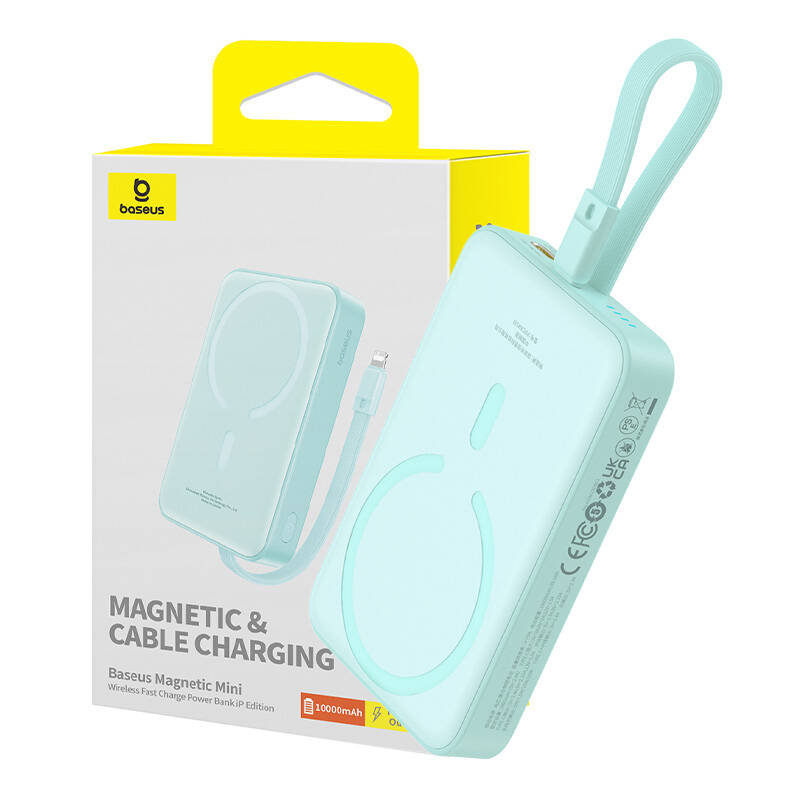 Power banka Baseus Magnetic Mini 10000mAh, USB-C 20W MagSafe pro iPhone (mint)