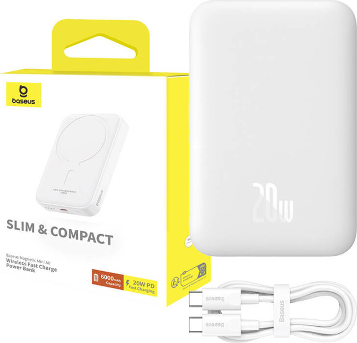Power banka Baseus Magnetic Mini 6000mAh 20W MagSafe (white)